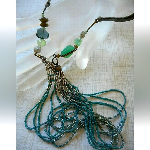 SILPADA Vintage Necklace Sterling Chalcedony Multi Stone Seed Bead Necklace - Picture 5 of 13